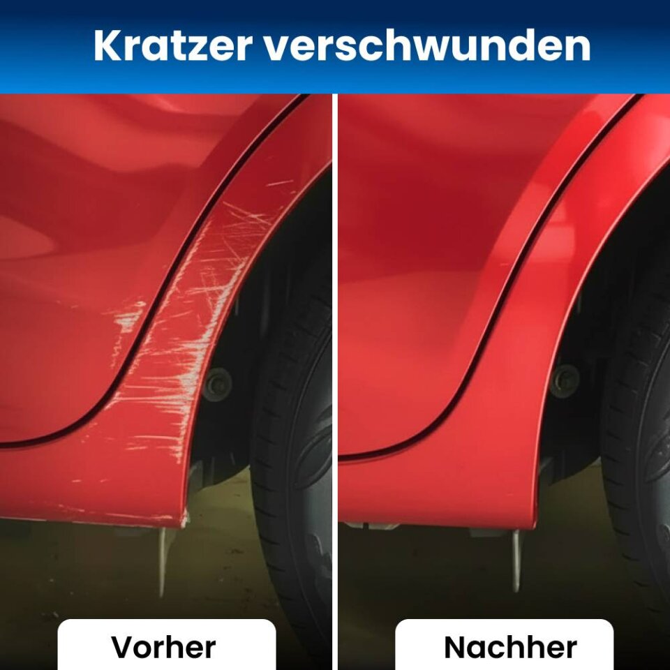 Autolack vor und nach der Anwendung von NanoPolix